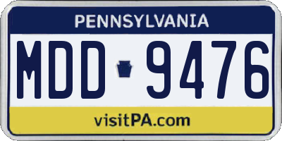 PA license plate MDD9476