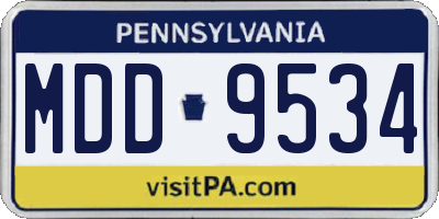 PA license plate MDD9534