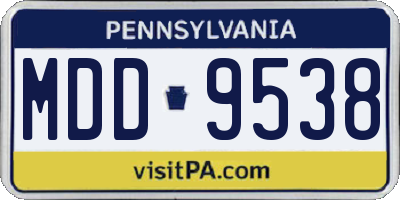PA license plate MDD9538