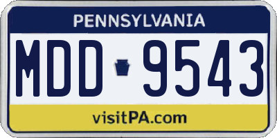 PA license plate MDD9543