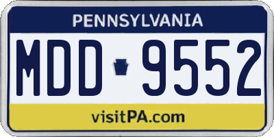 PA license plate MDD9552