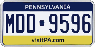 PA license plate MDD9596