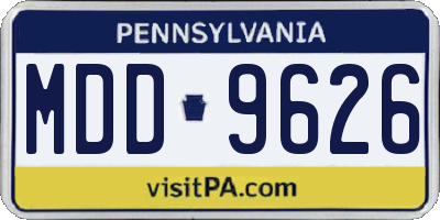 PA license plate MDD9626