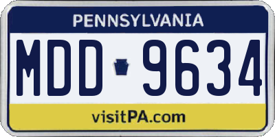 PA license plate MDD9634