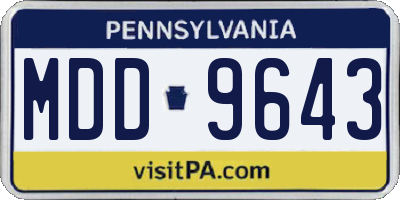 PA license plate MDD9643