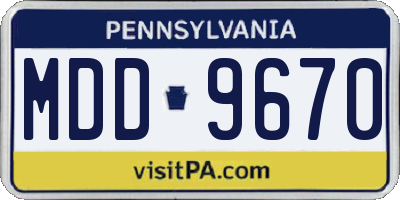 PA license plate MDD9670