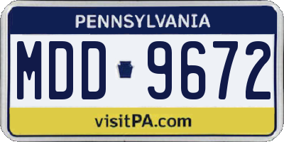 PA license plate MDD9672
