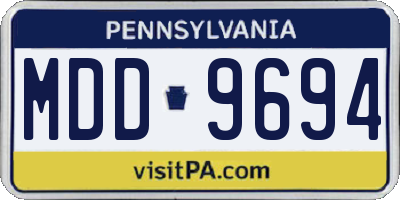 PA license plate MDD9694