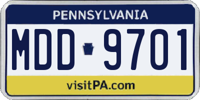 PA license plate MDD9701
