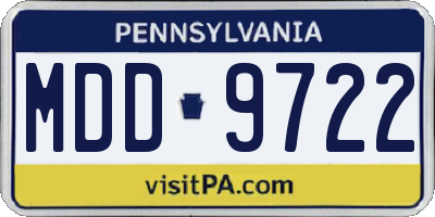 PA license plate MDD9722