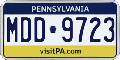 PA license plate MDD9723