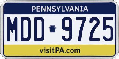 PA license plate MDD9725