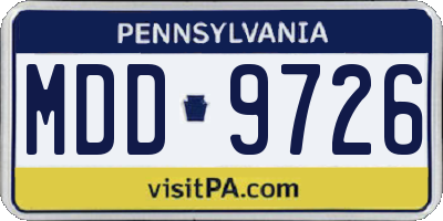 PA license plate MDD9726
