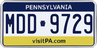 PA license plate MDD9729