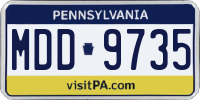 PA license plate MDD9735