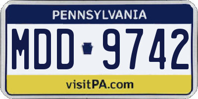 PA license plate MDD9742