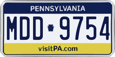 PA license plate MDD9754
