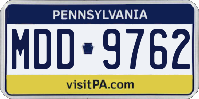 PA license plate MDD9762