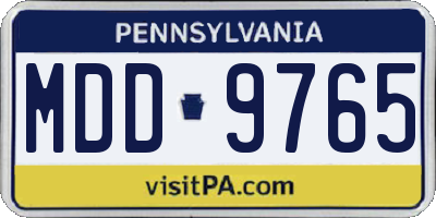 PA license plate MDD9765