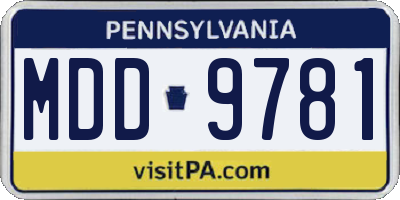 PA license plate MDD9781