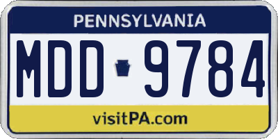 PA license plate MDD9784