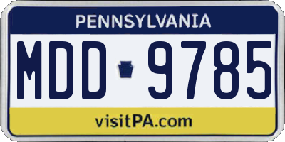 PA license plate MDD9785