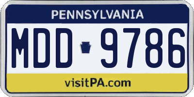 PA license plate MDD9786