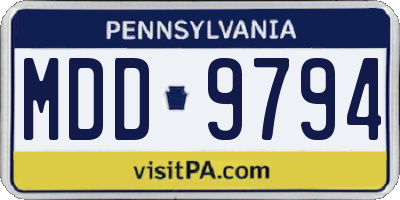PA license plate MDD9794