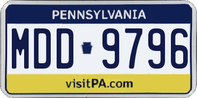 PA license plate MDD9796