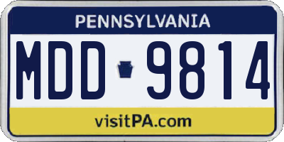 PA license plate MDD9814