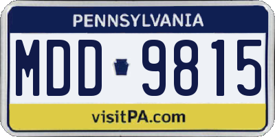 PA license plate MDD9815