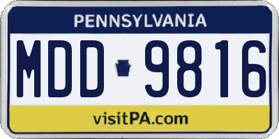 PA license plate MDD9816