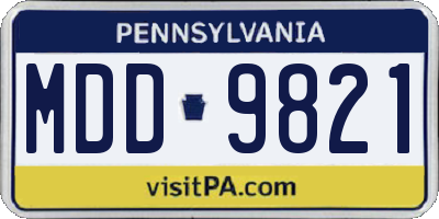 PA license plate MDD9821