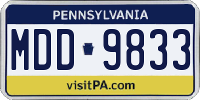 PA license plate MDD9833