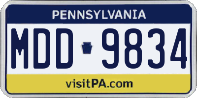 PA license plate MDD9834