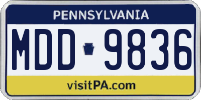 PA license plate MDD9836