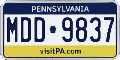 PA license plate MDD9837