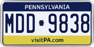 PA license plate MDD9838