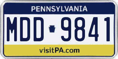 PA license plate MDD9841