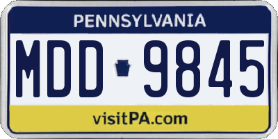PA license plate MDD9845