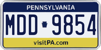 PA license plate MDD9854