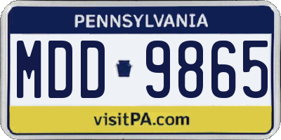PA license plate MDD9865
