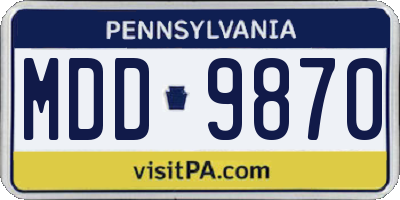 PA license plate MDD9870