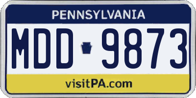 PA license plate MDD9873
