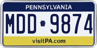 PA license plate MDD9874