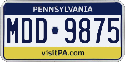 PA license plate MDD9875