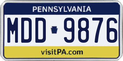 PA license plate MDD9876