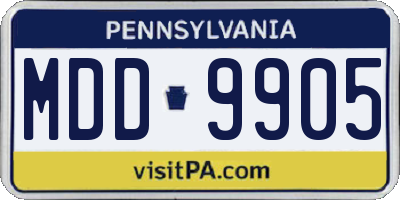 PA license plate MDD9905