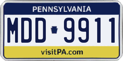 PA license plate MDD9911