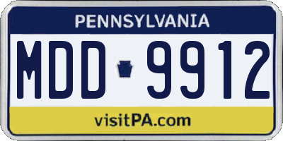 PA license plate MDD9912